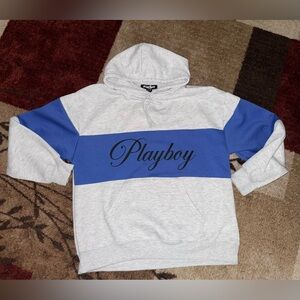 PLAYBOY Gray and Blue Women's Hoodie- NWT